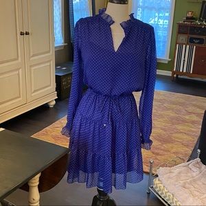 Marc Cain royal blue and white polka dot dress N1